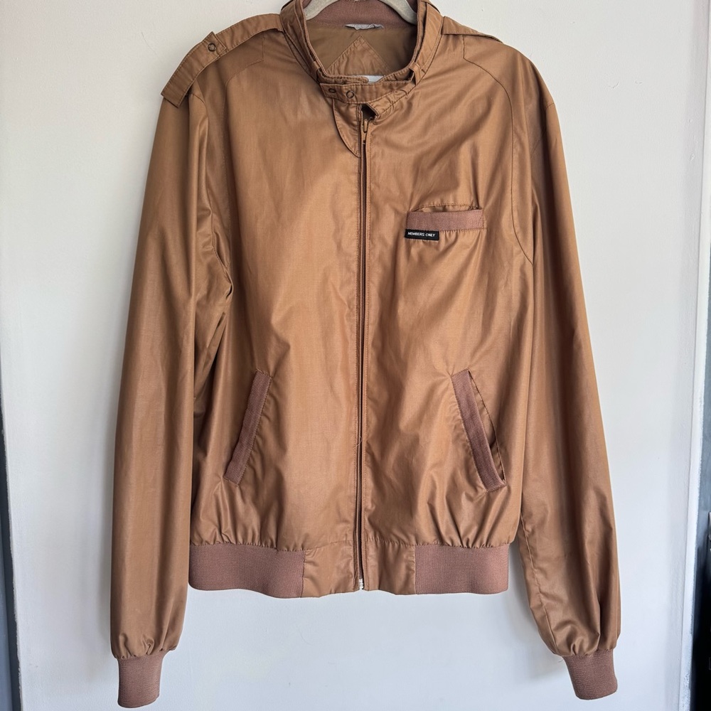 Vintage 80s Members Only by Europe Craft Jacket Size 46L Brown Made In Hong Kong